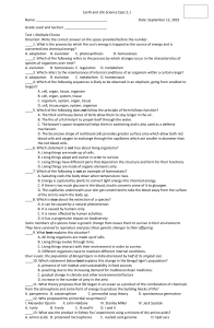 Earth and Life Science Quiz: Evolution, Photosynthesis, Origin of Life