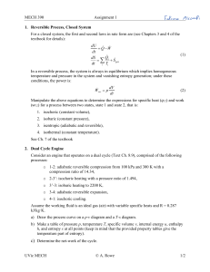 MECH 390 Assignment 1: Thermodynamics & Dual Cycle Engine Analysis