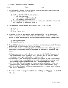 Geometric Distribution Problems | Probability Homework Worksheet