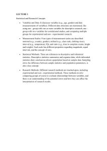 Statistical & Research Concepts: Variables, Scales, Methods