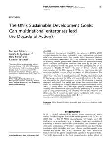 UN SDGs: Can MNEs Lead the Decade of Action? International Business Policy