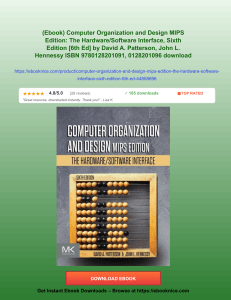 Computer Organization and Design MIPS Edition Ebook