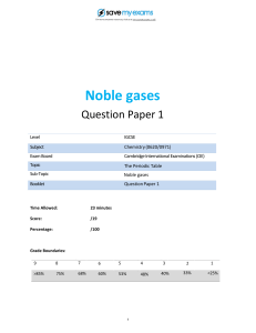 IGCSE Chemistry: Noble Gases Question Paper