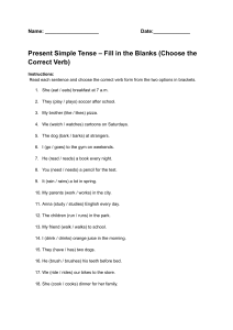 Present Simple Tense Worksheet: Fill in the Blanks Grammar Exercise