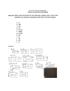 Lewis Structures: Acid-Base Equilibrium Worksheet