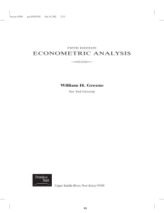 Econometric Analysis Fifth Edition Textbook by Greene