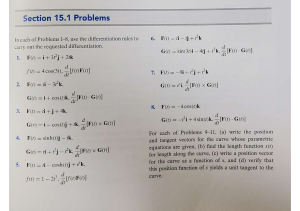 Vector Calculus Differentiation Problems - Section 15.1