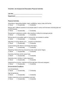 Job Analysis & Description Physical Activities Checklist