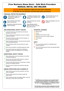 Manual Metal Arc Welder Safe Work Procedure | PPE & Hazards