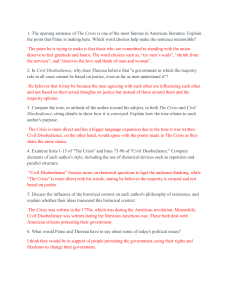 Analysis of The Crisis & Civil Disobedience: Paine & Thoreau