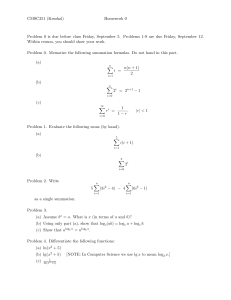 CMSC351 Homework 0: Sums, Logarithms, Calculus & Induction