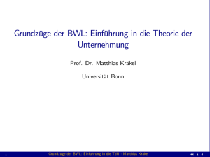 Grundz&uuml;ge der BWL: Einf&uuml;hrung in die Theorie der Unternehmung