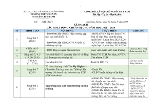 Nguyen Chi Thanh High School: 2025-2026 School Year Prep Plan