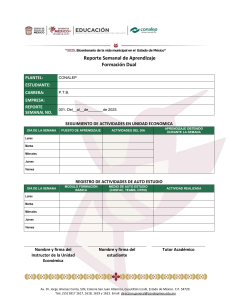 Reporte Semanal de Aprendizaje Formaci&oacute;n Dual CONALEP
