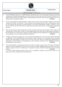 Formal Letter Writing Practice Sheet - UDAAN 2026