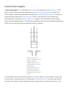 Carnot Heat Engine: Cycle, Efficiency, and Thermodynamics Explained