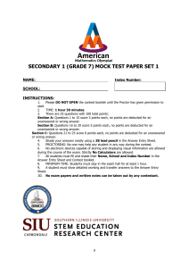 Grade 7 Math Mock Test Paper - Set 1