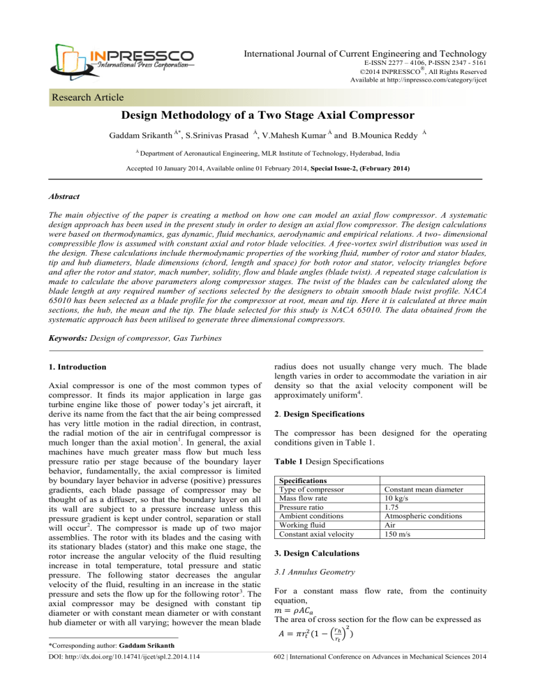 Compressor Supporting Journal Design Methodology of a Two Stage Axial Compressor | Research Article