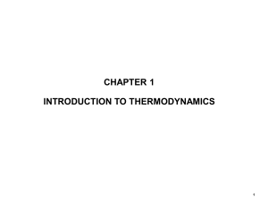 Chapter 1: Introduction to Thermodynamics - Principles & Applications
