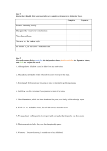English Grammar: Clauses, Conjunctions, Sentence Structure Exercises