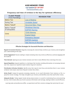 A320 Memory Items Checklist - Pilot Reference