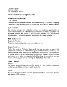 Mission & Vision Statements: Puregold, BDO, Globe, PNB, Security Bank