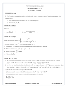 Mathematics Exam: Polytechnic Douala - 2025