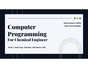 Python Programming for Chemical Engineers: Data Types & Operators