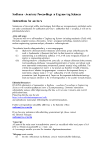 Sadhana Engineering Sciences: Author Instructions