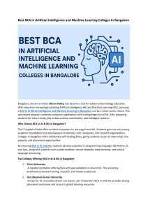 BCA in AI & ML Colleges in Bangalore: Top Programs