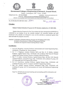 Student Induction Program 2025-26 | GCOEARA FE Students