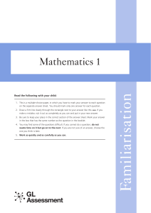 Mathematics 1 Familiarisation Test Paper - Middle School Assessment