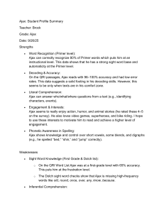 Ajax Student Profile Summary: Reading & Spelling Assessment & Goals