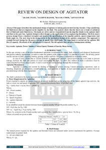Agitator Design Review: Mechanical Engineering Aspects