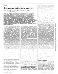 Defaunation in the Anthropocene: Biodiversity Loss Review