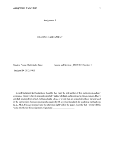 MGT3031 Assignment: Personal Values & Ethical Decision-Making