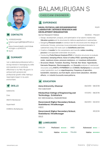 CAD/CAM Engineer Resume - Balamurugan S