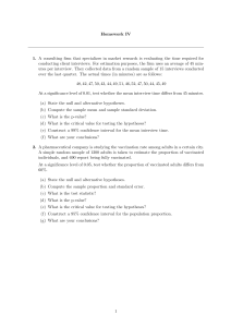 Statistics Homework: Hypothesis Testing & Confidence Intervals