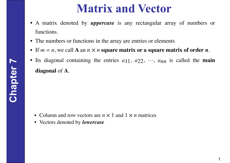 Matrix and Vector Fundamentals: Definitions, Operations & Properties
