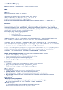 French Greetings & Introductions Lesson Plan for Grade 6