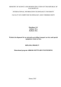 Website Development for Transport & Equipment Rental Enterprise | Diploma Project