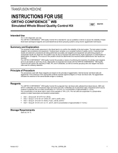 Ortho Confidence WB Quality Control Kit Instructions
