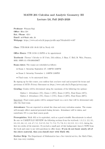 MATH 201 Calculus III Syllabus - AUB Fall 2025-2026