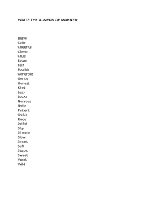 Adverbs of Manner Worksheet