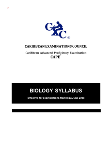 CAPE Biology Syllabus 2008 - Caribbean Advanced Proficiency Examination