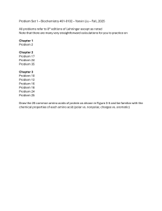 Biochemistry Problem Set - Lehninger Edition