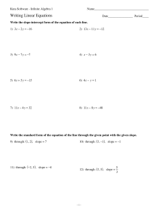 Writing Linear Equations Worksheet - Algebra 1 Practice Problems