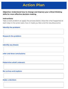 Critical Thinking Action Plan for Decision-Making