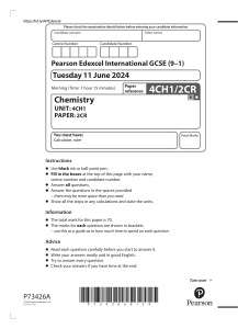 Pearson Edexcel International GCSE Chemistry 4CH1/2CR Exam Paper 2024