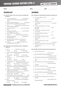 Prepare Second Edition Level 5 Unit 16 English Test: Vocabulary & Grammar